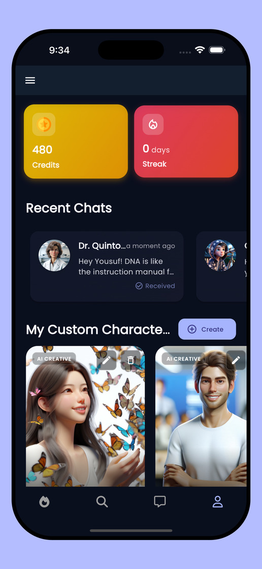 CharacterGPT Profile Page